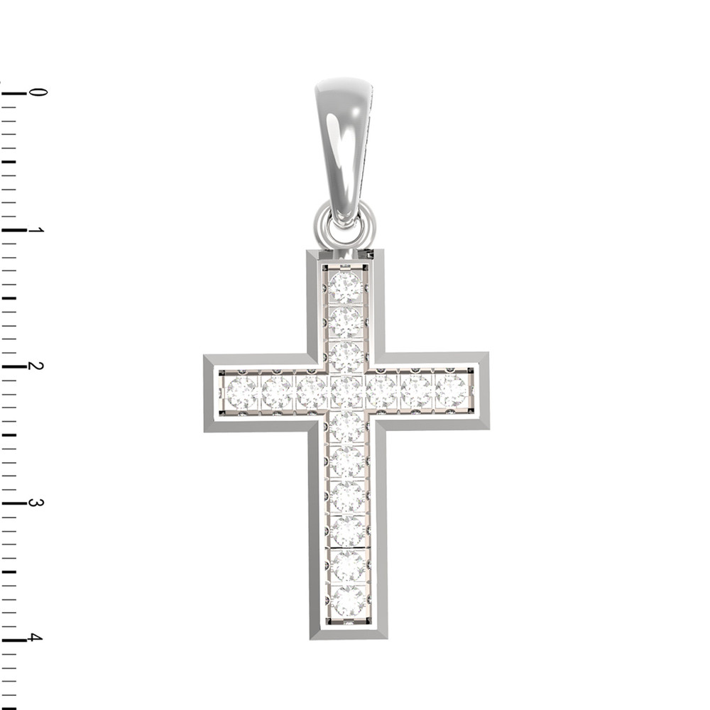 Крест из белого золота c бриллиантами