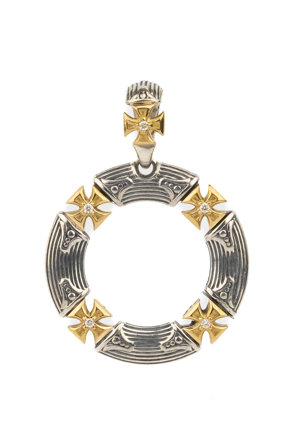 Подвеска из серебра и золота c бриллиантами и рубином