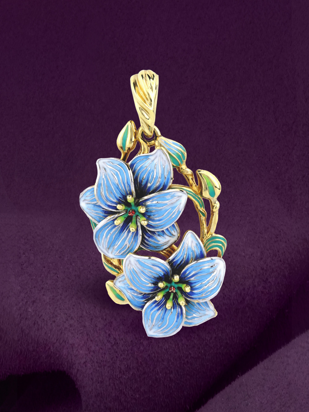 Подвеска из лимонного золота c эмаль