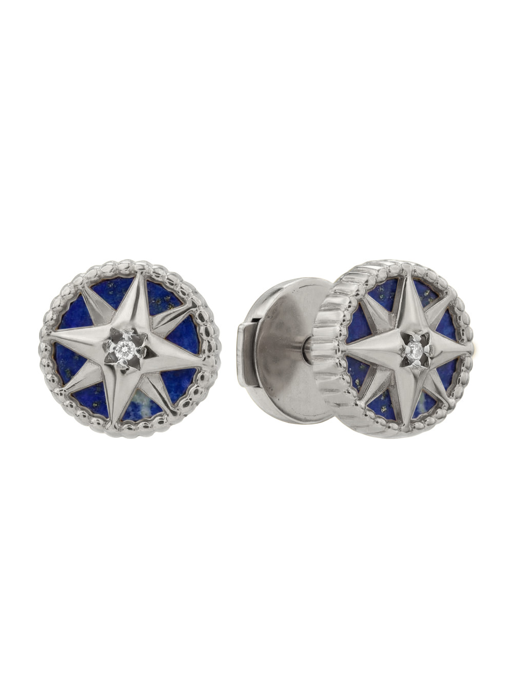 Серьги из белого золота c бриллиантами и лазуритом