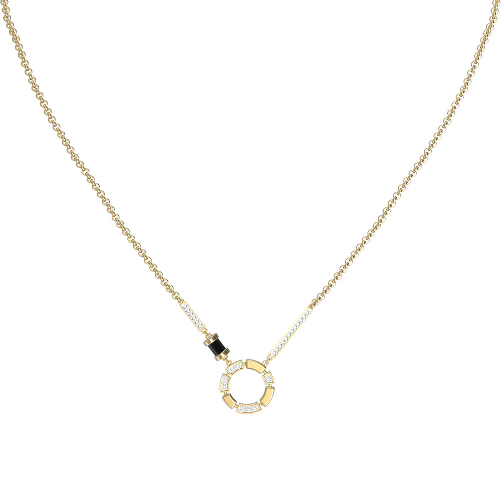 Колье из лимонного золота c бриллиантами и ониксом