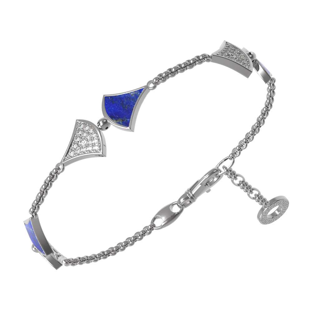 Браслет из белого золота c бриллиантами и лазуритом