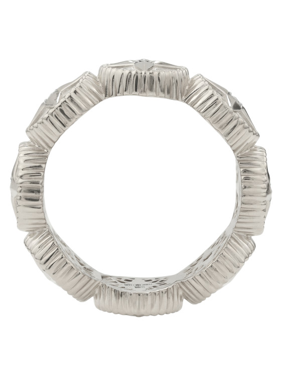 Кольцо из белого золота c бриллиантами, лазуритом и перламутром