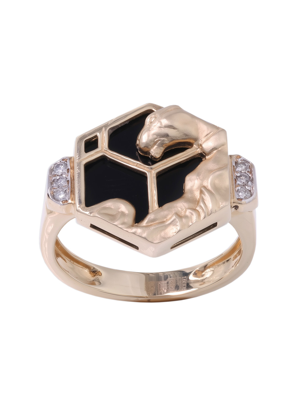 Кольцо из золота c бриллиантами и ониксом