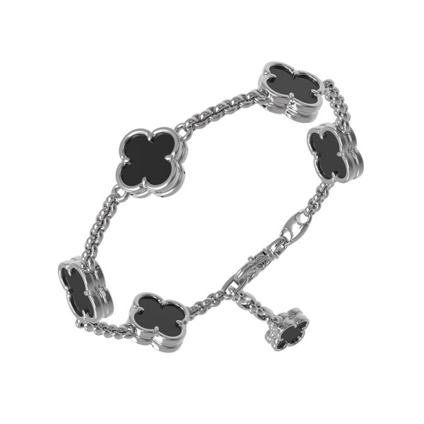 Браслет из белого золота c ониксом