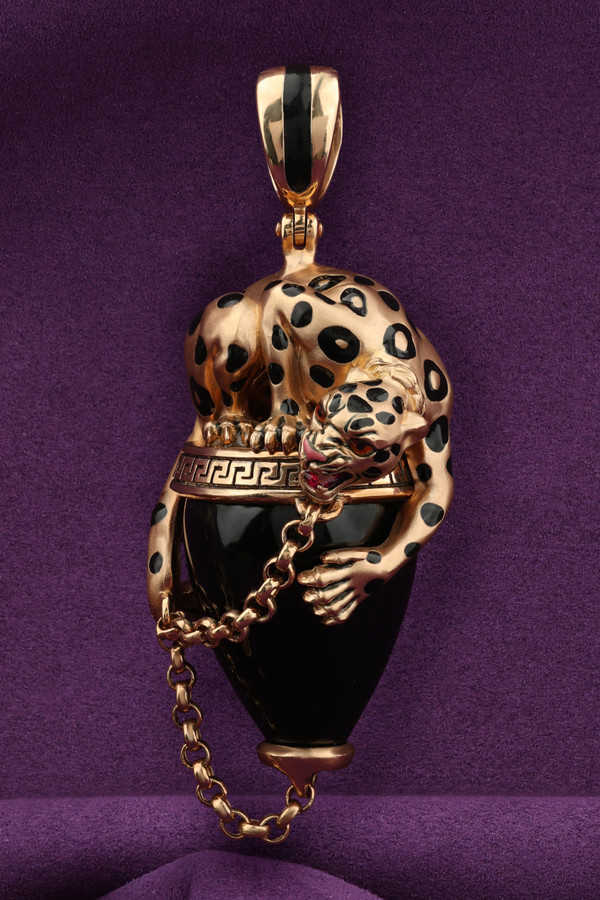 Подвеска из золота c эмаль и ониксом