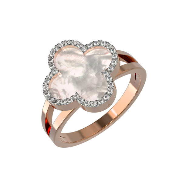 Кольцо из золота c бриллиантами и перламутром