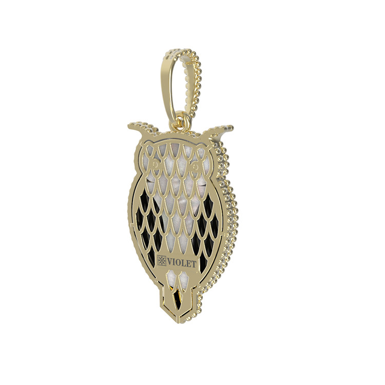 Подвеска из лимонного золота c эмаль , ониксом и перламутром