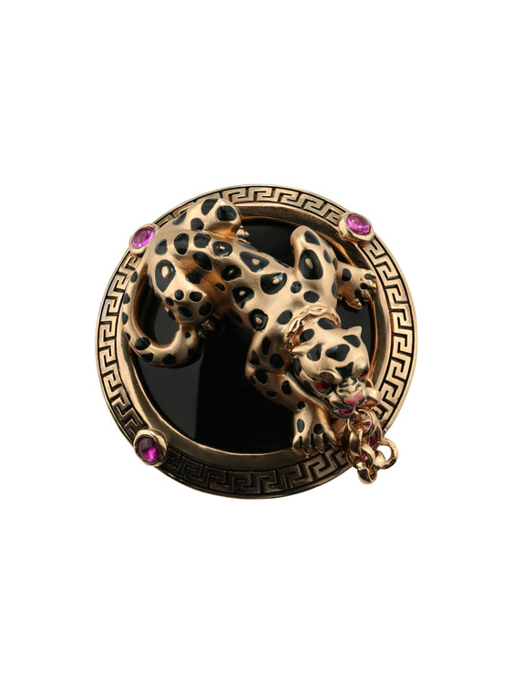 Кольцо из золота c эмаль , ониксом и рубином