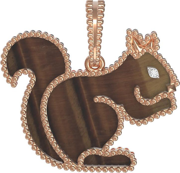 Подвеска из золота c бриллиантами и тигровым глазом