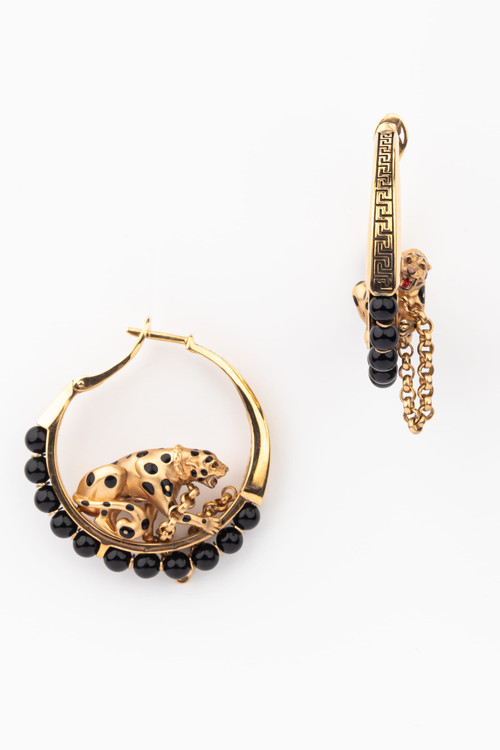 Серьги из золота c эмалью и ониксом