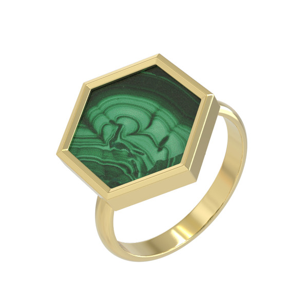 Кольцо из лимонного золота c малахитом