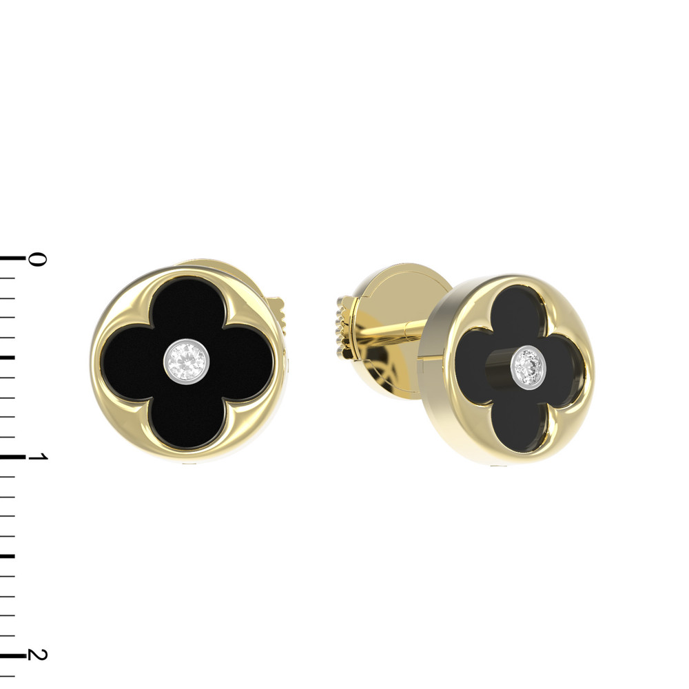 Серьги из лимонного золота c бриллиантами и ониксом