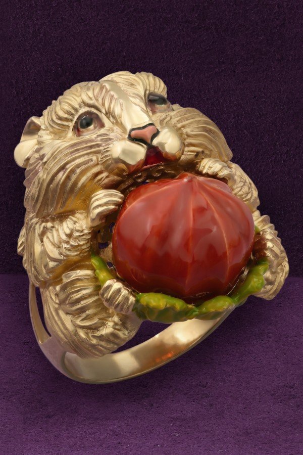 Кольцо из золота 585 пробы c эмалью