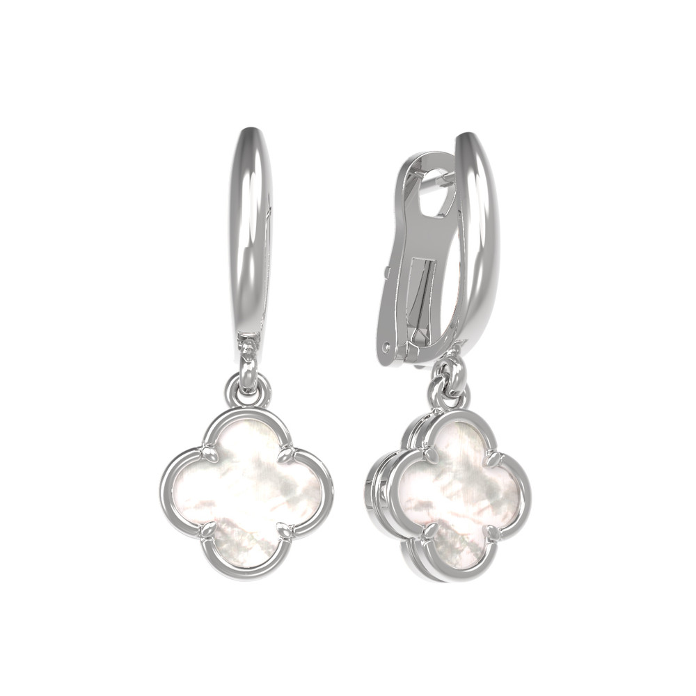 Серьги из белого золота c перламутром