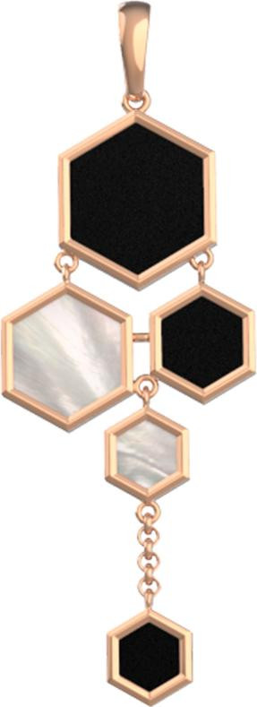 Подвеска из золота c ониксом и перламутром