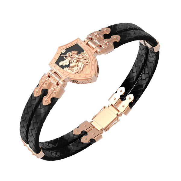 Браслет из золота c шнурком и ониксом