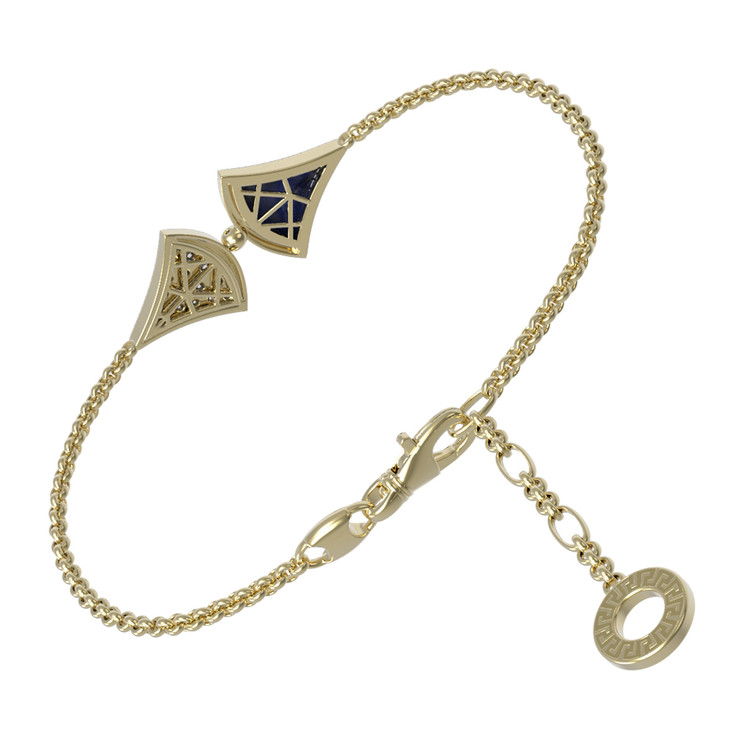 Браслет из лимонного золота c бриллиантами и лазуритом