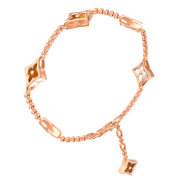 Браслет из золота c тигровым глазом и перламутром