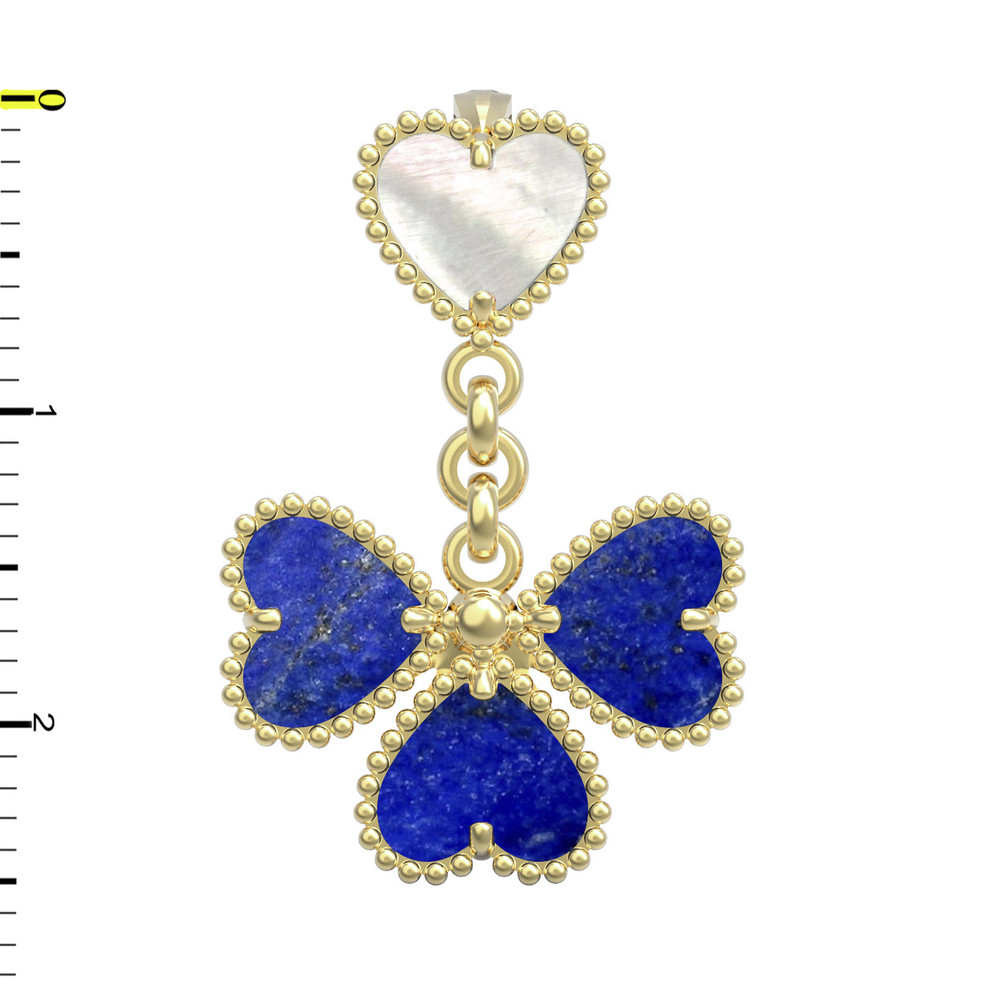 Подвеска из лимонного золота c лазуритом и перламутром
