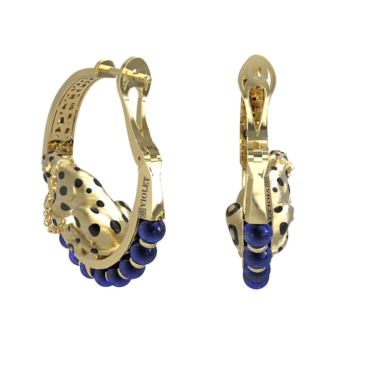 Серьги из лимонного золота c эмаль и лазуритом