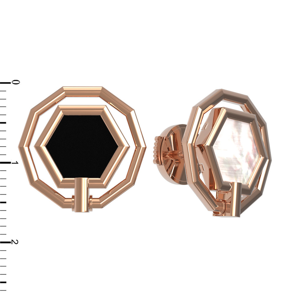 Серьги из золота c ониксом и перламутром