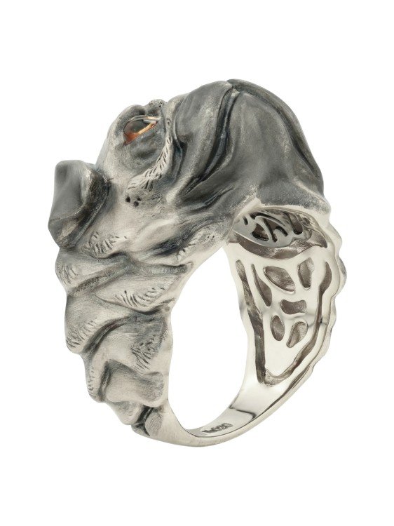 Кольцо из белого золота c эмаль