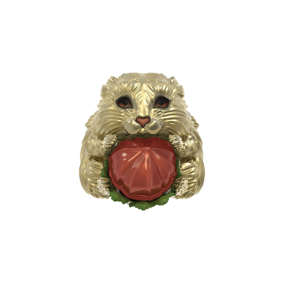 Кольцо из лимонного золота c эмаль