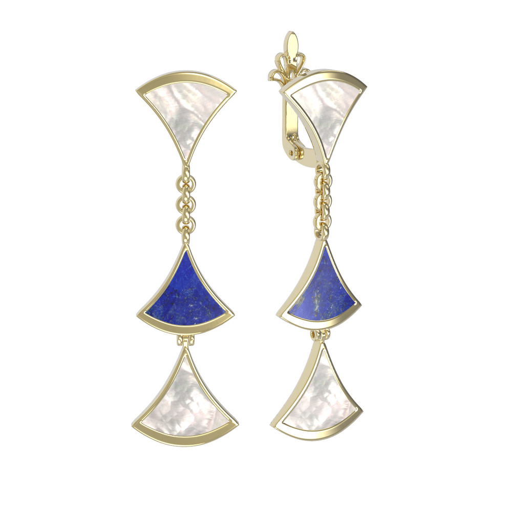 Серьги из лимонного золота c лазуритом и перламутром