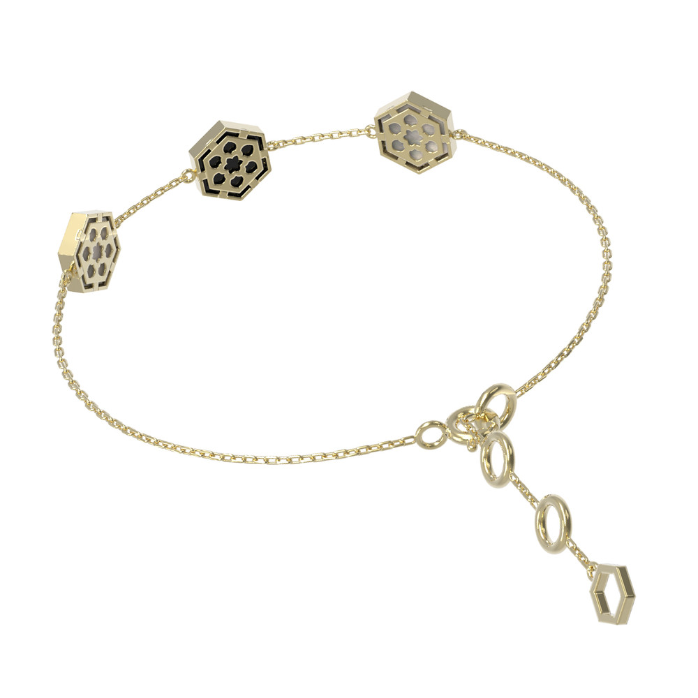 Браслет из лимонного золота c ониксом и перламутром