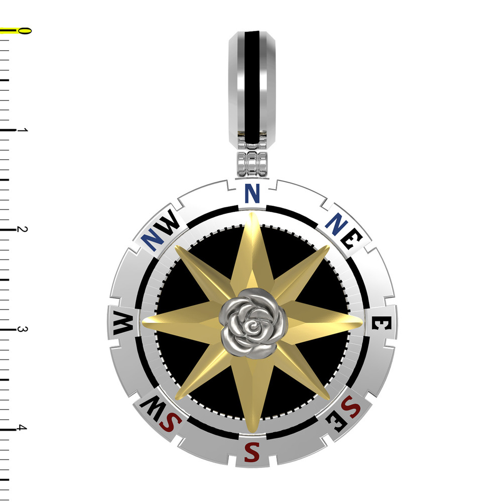 Подвеска из белого золота c эмаль и ониксом