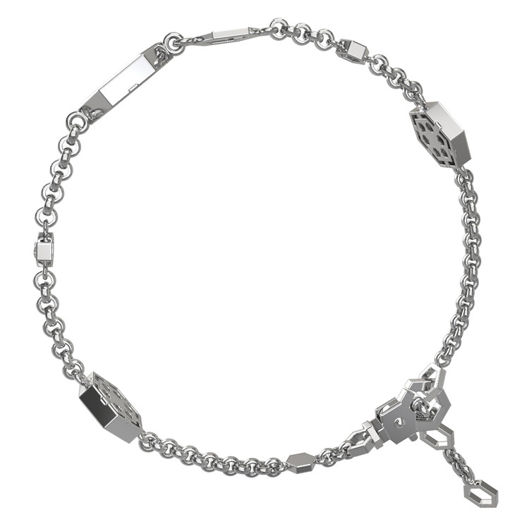 Браслет из белого золота c бриллиантами, лазуритом и перламутром