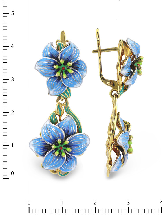 Серьги из лимонного золота c эмаль