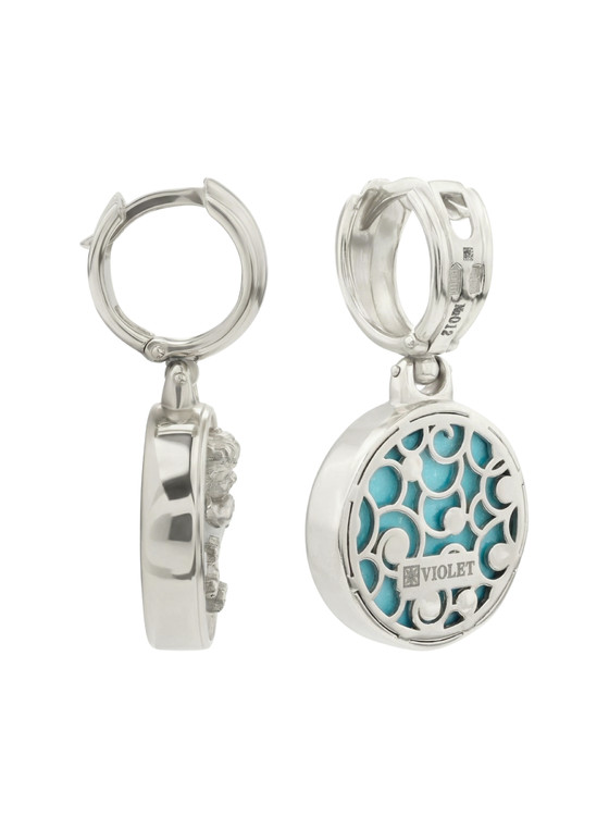 Серьги из белого золота c бирюзой и перламутром