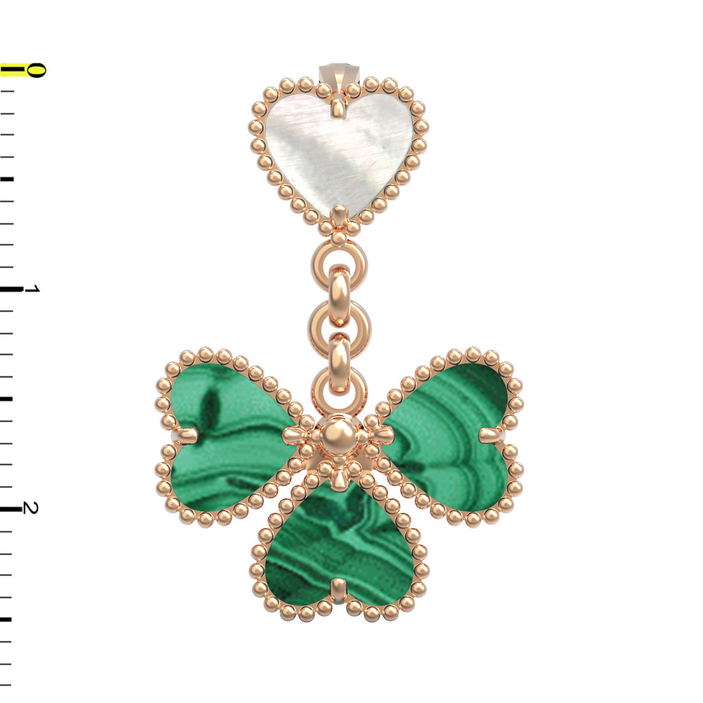 Подвеска из золота c малахитом и перламутром