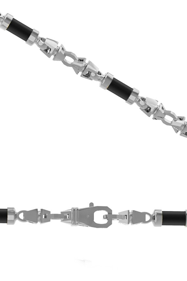 Цепь из белого золота c ониксом