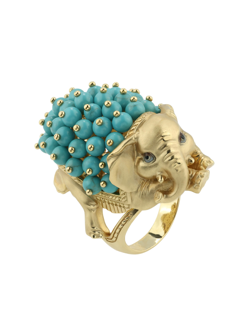 Кольцо из лимонного золота c эмаль и бирюзой