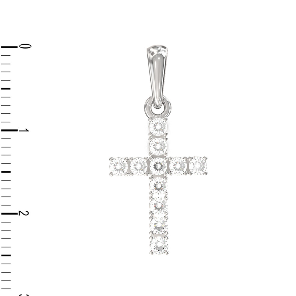 Крест из белого золота c бриллиантами
