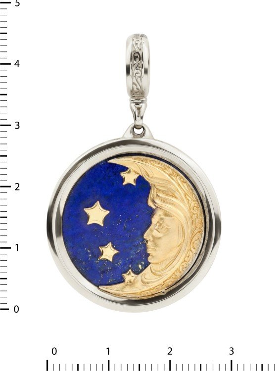 Подвеска из белого золота c бирюзой и лазуритом