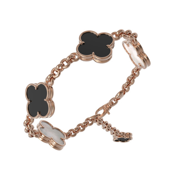 Браслет из золота c ониксом и перламутром