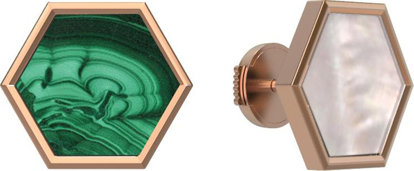 Серьги из золота c малахитом и перламутром