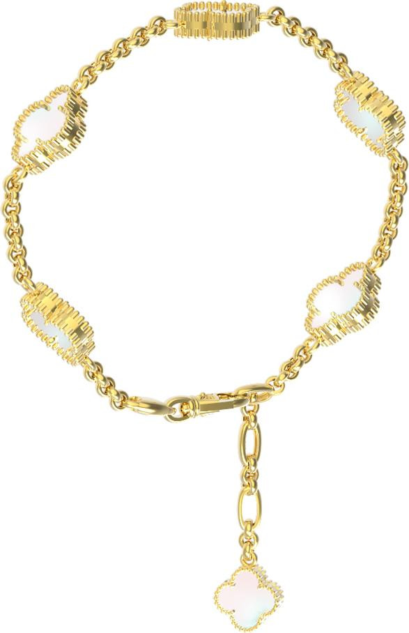 Браслет из лимонного золота c перламутром