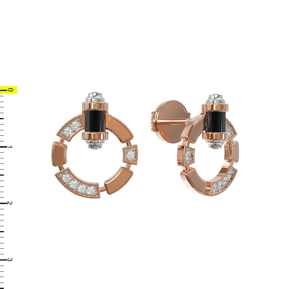 Серьги из золота c бриллиантами и ониксом