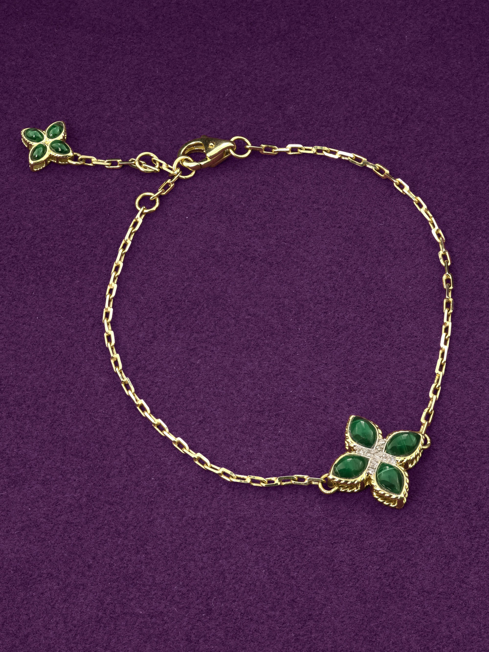 Браслет из лимонного золота c бриллиантами и малахитом