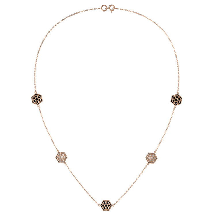 Колье из золота c ониксом и перламутром