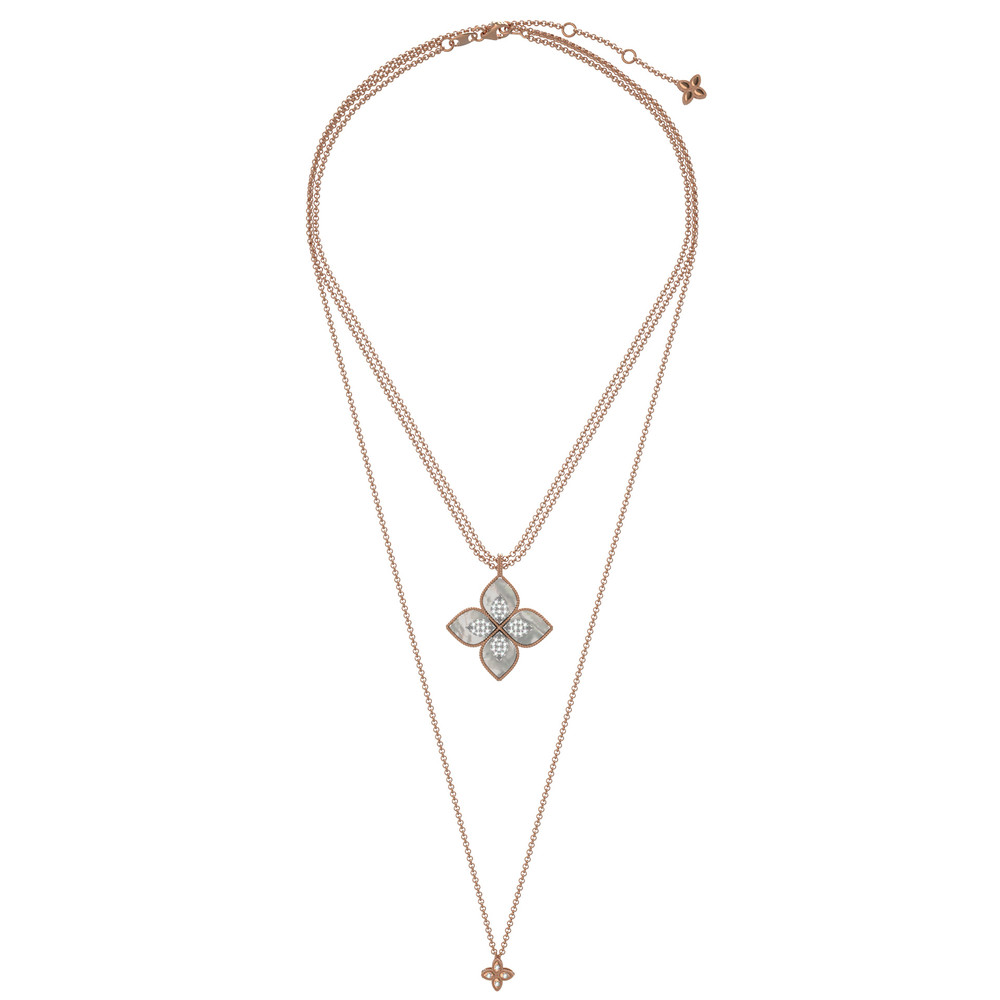 Колье из золота c бриллиантами и перламутром