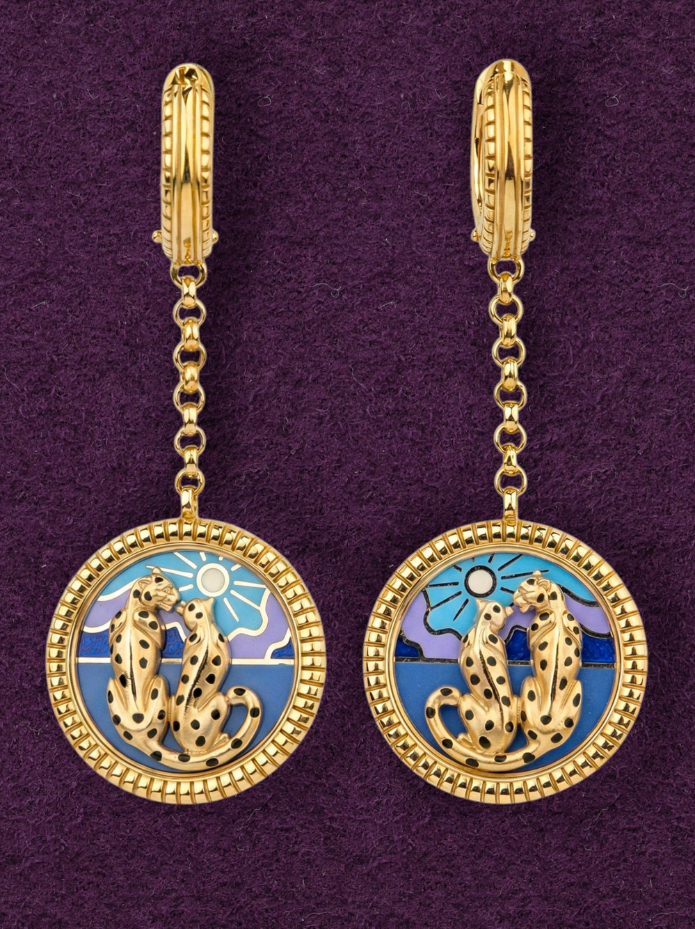 Серьги из лимонного золота c эмаль