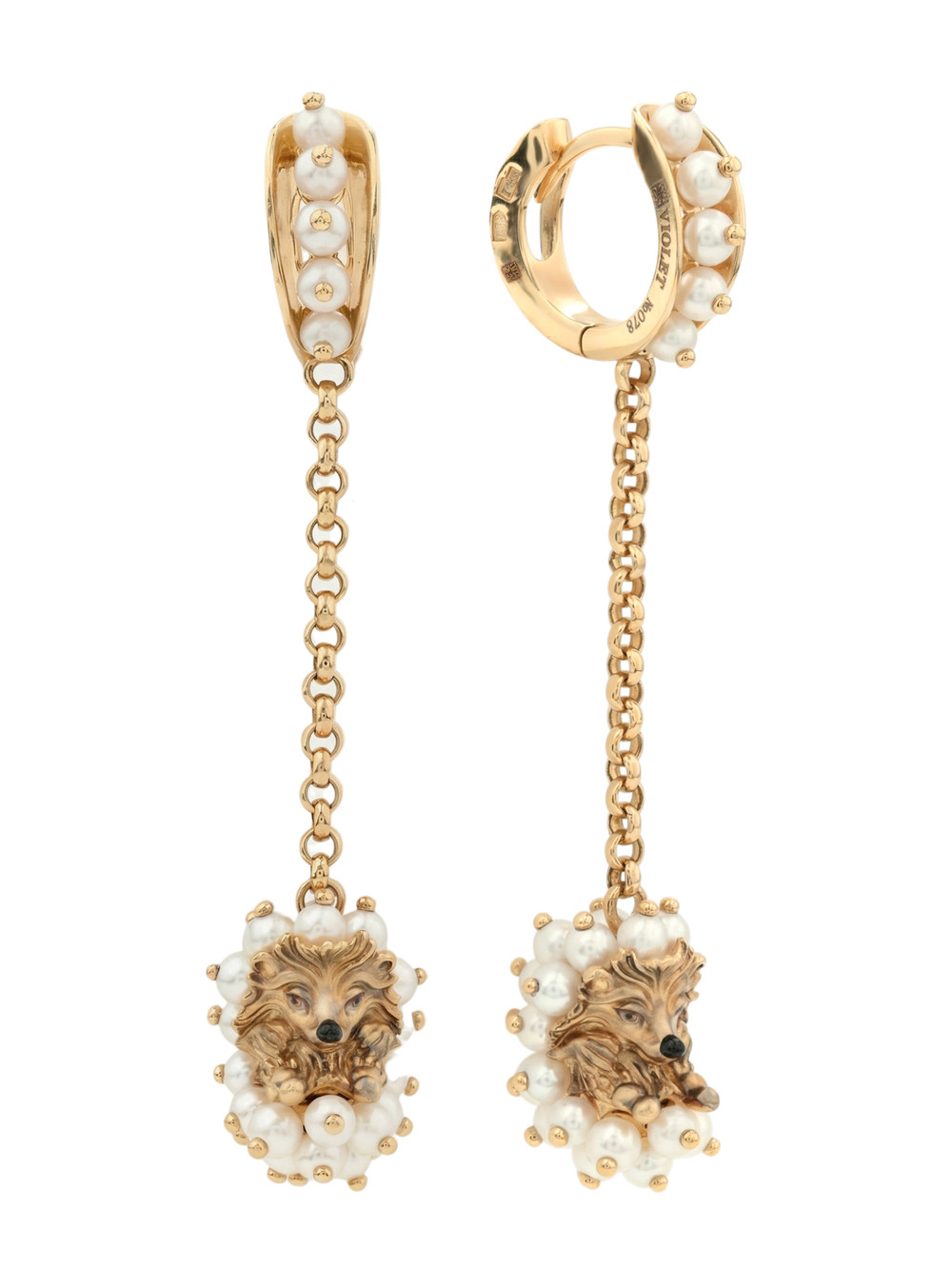 Серьги из золота c эмаль и жемчугом