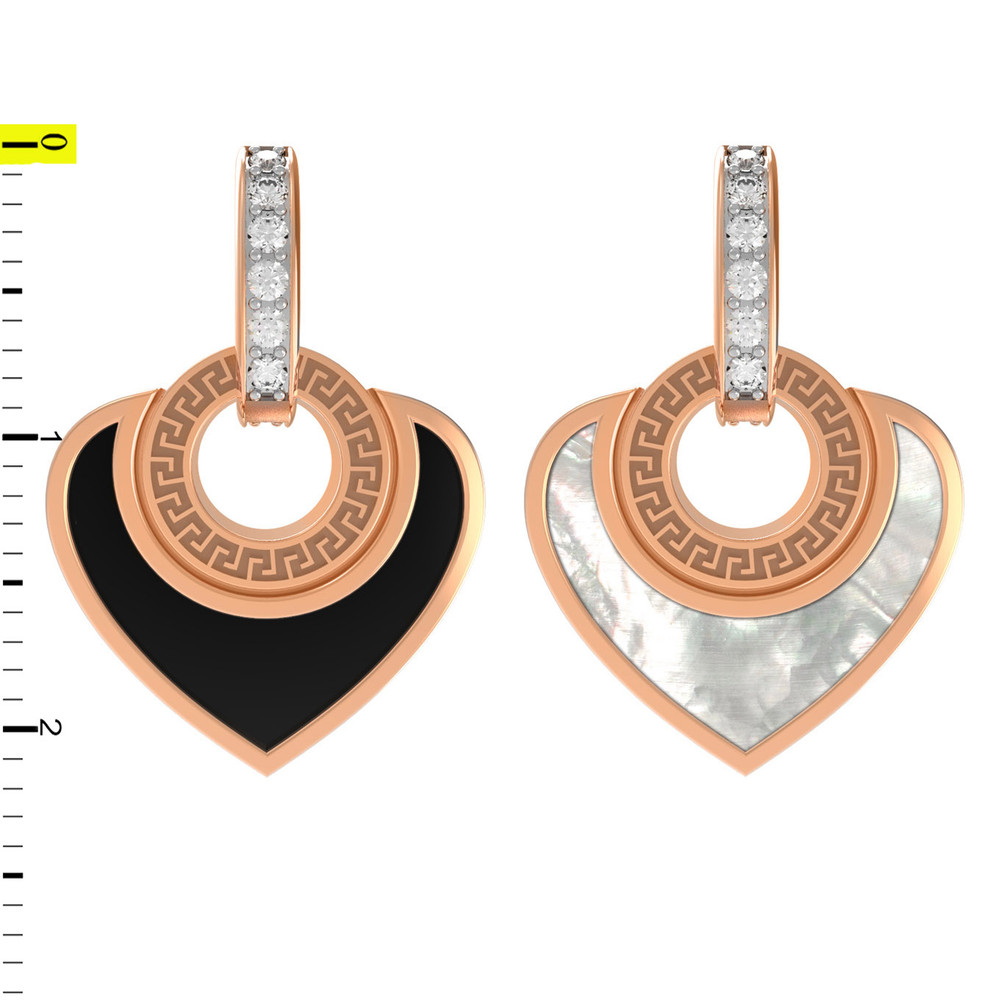 Подвеска из золота c фианитом, ониксом и перламутром