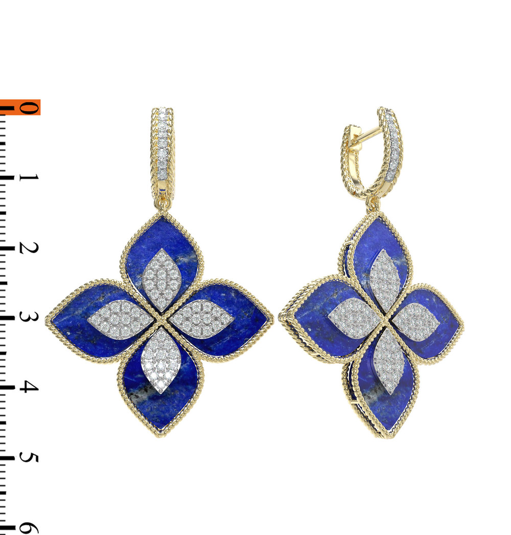 Серьги из лимонного золота c бриллиантами и лазуритом